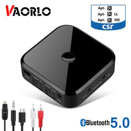 VAORLO Wireless Audio Transmitter Bluetooth 5.0 Receiver Adapter Supprt Connect 2 Devices APTX HD For HeadphoneS TV  PC Adaptor