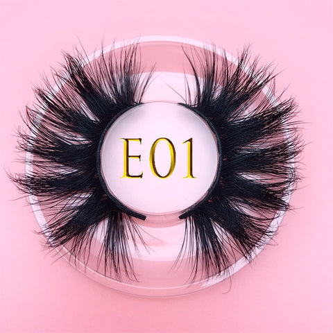 3D MIKIWI real mink lash 25mm E01 extra length and fluffy luxury mink eyelashes natural thick Eye lashes wispy makeup extention