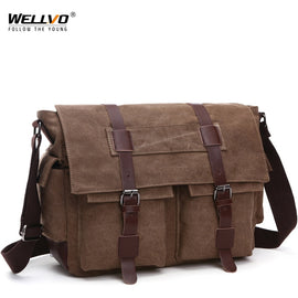 Retro Men Messenger Bags Canvas Handbags Leisure Work Travel Bag Man Business  Crossbody Bags Briefcase for Male Bolsas XA108ZC