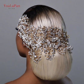 TOPQUEEN HP240 Golden Wedding Hair Jewelry Luxury Crystal Hair Ornaments Rhinestone Wedding Crown Woman Tiara Pageant Headband