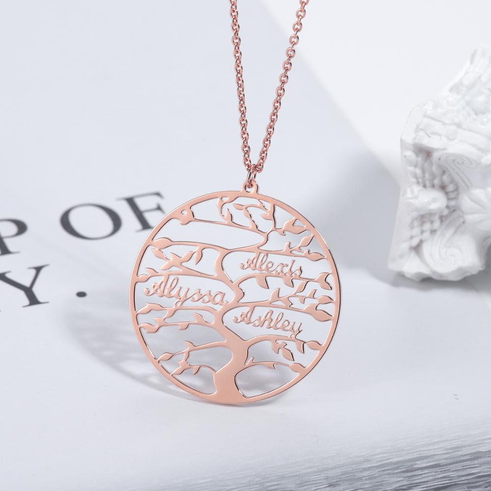 Personalized Tree Of Life Custom Name Necklace Stainless Steel Golden Family Tree Women Letter Necklace Jewelry Couple Gifts