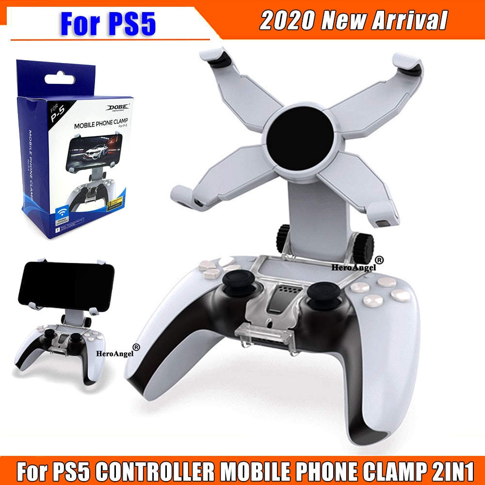 DOBE Mobile Phone Game Clip for PS5 Controller Gaming Gamepad Holder Joystick Clamp Mount Bracket Multi-directional Adjustable