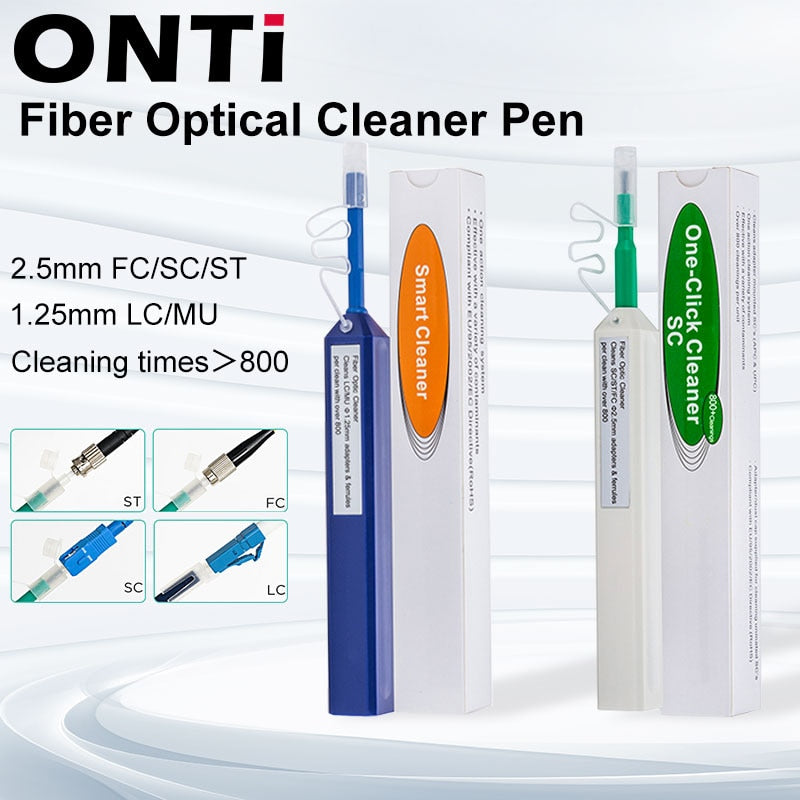 ONTi One-Click Cleaner Optical Fiber Cleaner Pen Cleans 2.5mm SC FC ST and 1.25mm LC MU Connector Over 800 Times