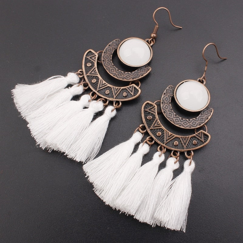 Exknl 25 Colors Tassel Earrings Women Long Fringe Statement Bohemian Drop Boho Hanging Dangle Earrings Accessories 2022