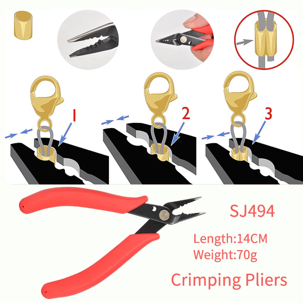 Red Stainless Steel Nose Pliers For Jump circles & Split circles Double Rings DIY Accessories Crimping Jewelry Finding Making Tool