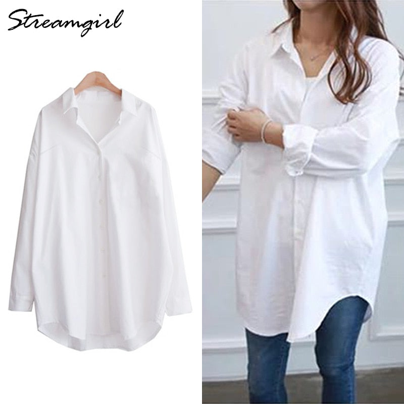 Women's Oversize Shirt Tunics White Shirts For School Women Women's Elegant Blouse 2022 White Shirt Oversize Women Blouses Tunic