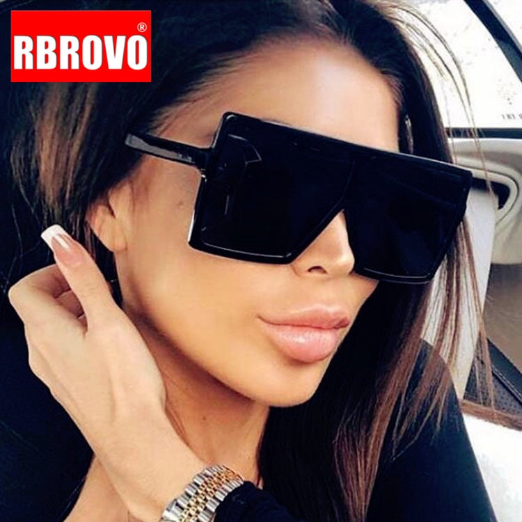 RBROVO Square Oversized Sunglasses Women Luxury Brand Glasses for Women/Men Vintage Eyeglasses Women Mirror Gafas De Sol Mujer