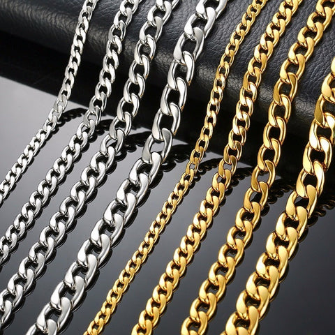 Figaro Necklace Men,Stainless Steel Curb Chain, Man Necklace, 5 to 8mm Link Chain