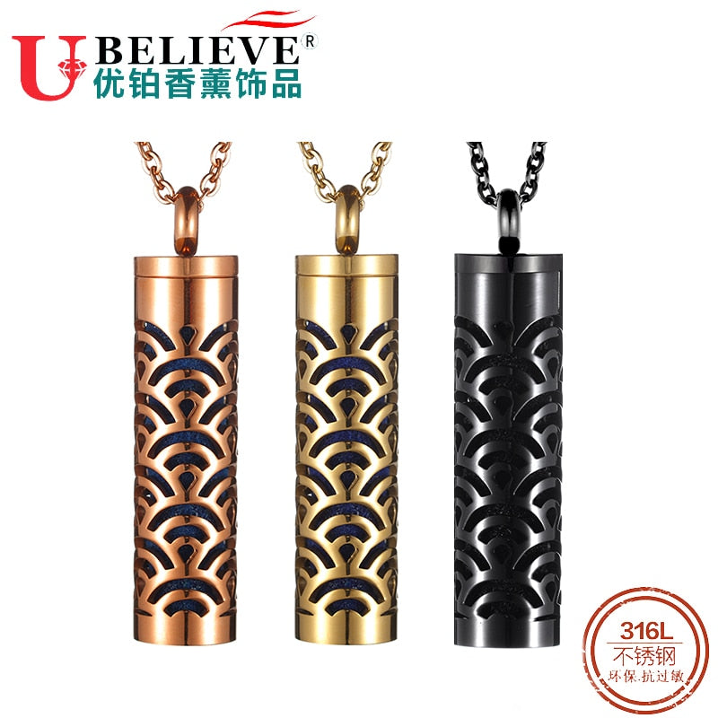 316L Stainless Steel Aromatherapy Locket Chain Necklace Essential Oil Diffuser Container Pendant Necklace Gift for Men/Women