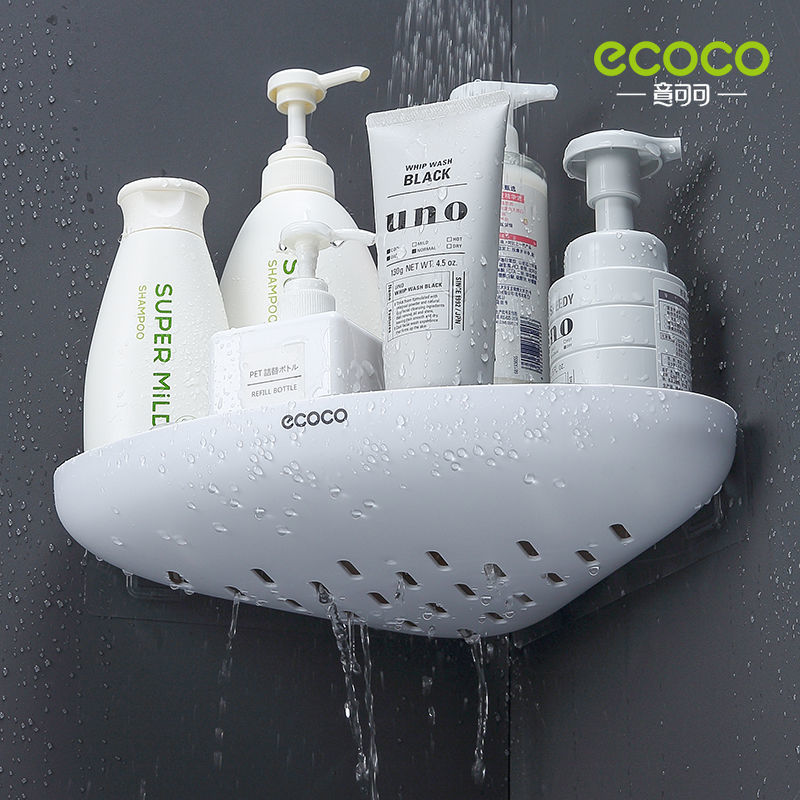 ECOCO Bathroom Storage Shelf Shower Snap Up Corner Shelf Shampoo Holder Basket Shelf Wall Shelves for Shelving Kitchen