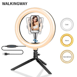 10" LED circle round light 26cm Photography Lighting Dimmable Selfie RGB lamp with tripod for makeup Youtube Tiktok phone camera video