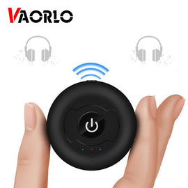 VAORLO Multipoint Bluetooth 5.0 Audio Transmitter For TV PC Connect 2 Headphones 3.5mm AUX Low Latency Stereo Wireless Adapter