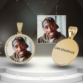 D&amp;Z Custom Photo Memory Medallions Solid Pendant With Tennis Chain Hip Hop Jewelry Personalized Cubic Zircon Chains Gift