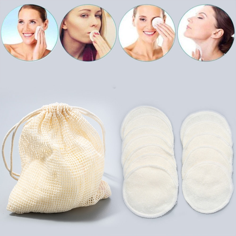 12Pcs Makeup Remover Pads Reusable Cotton Pads Make Up Facial Remover Bamboo Fiber Facial Skin Care Nursing Pads Skin Cleaning