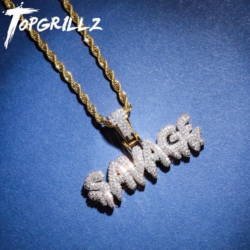 TOPGRILLZ Hip Hop Necklace Brass Gold Color Iced Out Chains Micro Pave Cubic Zircon Pendant Necklace Charm For Men Gifts