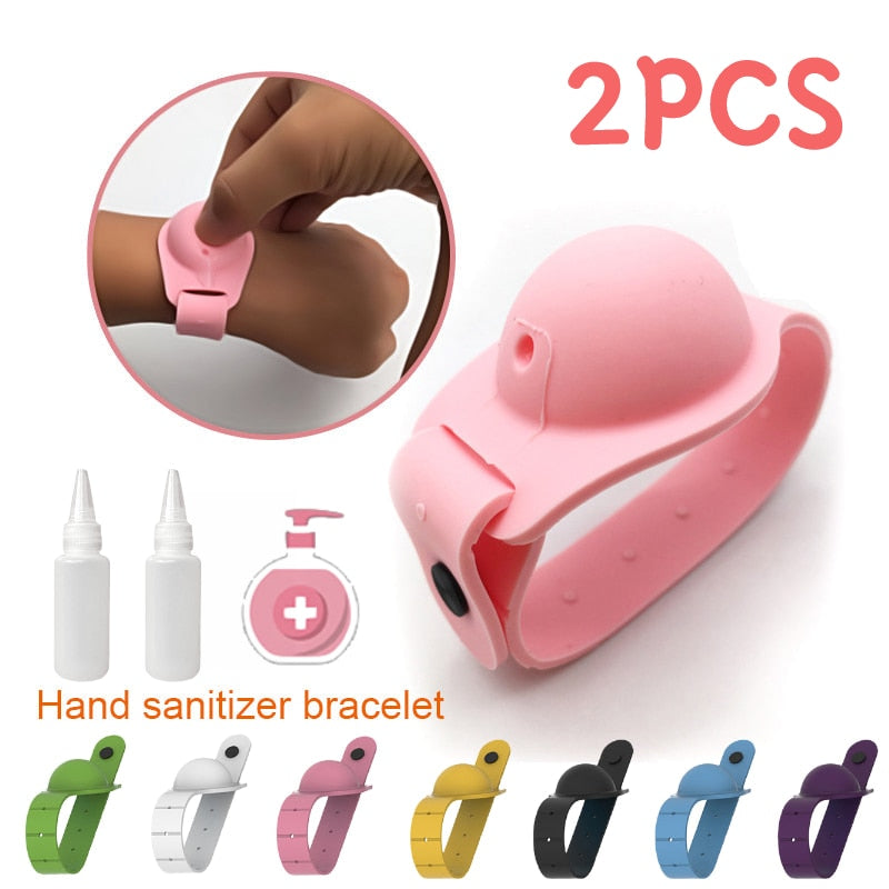 2PC Portable Silicone Disinfectant storage bracelet Wristband hand sanitizerd dispenser No-washing bracelet sports wristband