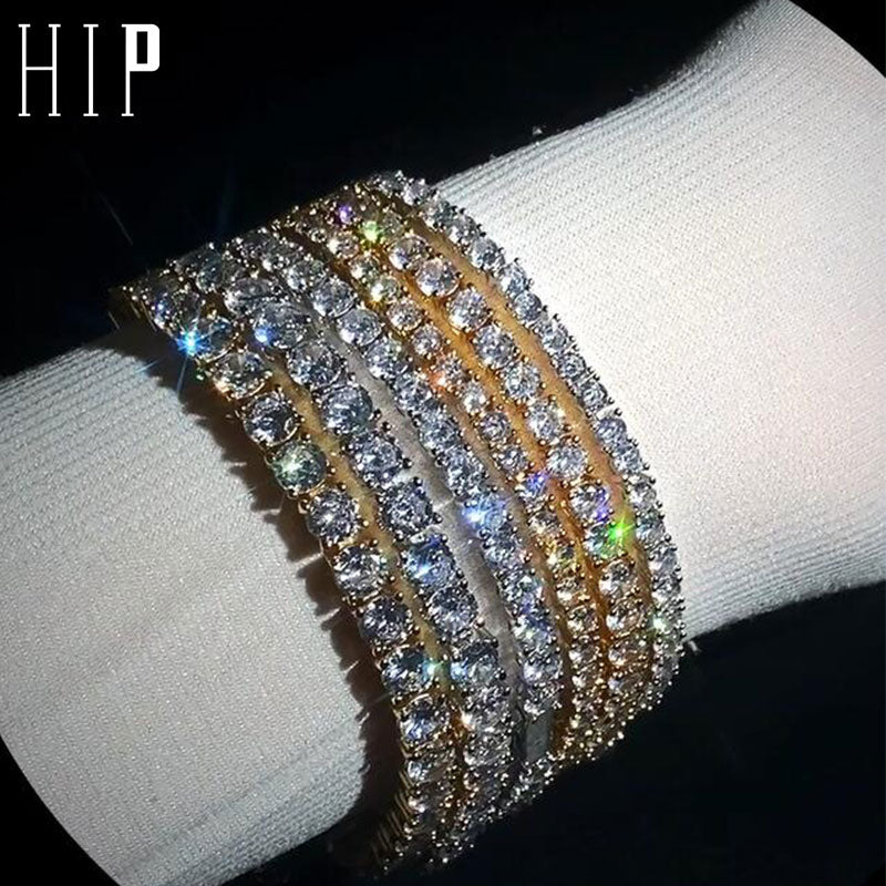 Hip Hop 3mm/4mm/5mm 1 Row Copper Tennis Bracelet Micro Pave Cubic Zircon Bling Mens Bracelet Jewelry 7inch 8inch