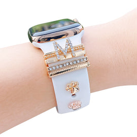 Decoration ring for apple watch band 44mm 40mm correa 38/42mm Diamond bracelet Jewelry Accessories for iwatch series 7 6 5 4 Set.