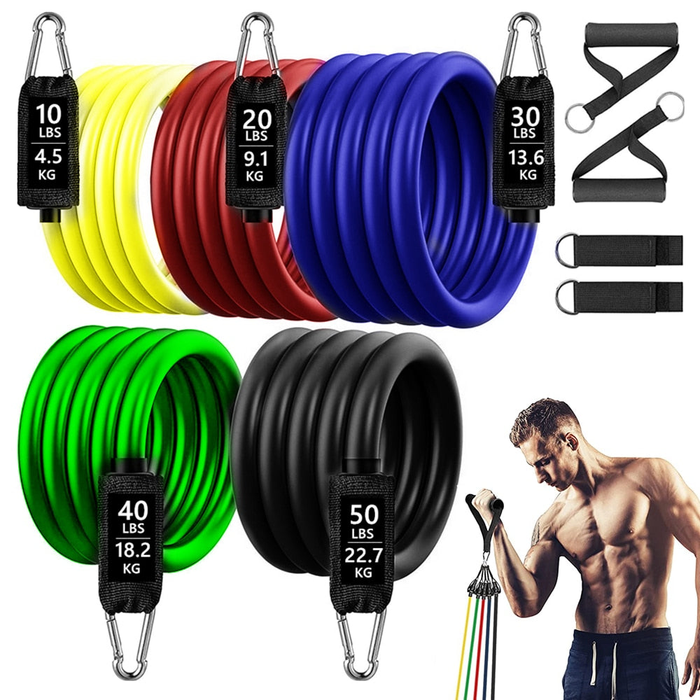 150/250lb Pull Rope Fitness Exercises Resistance Bands Set Elastic Yoga Band Indoor Body Training Gym Equipment for Home Workout