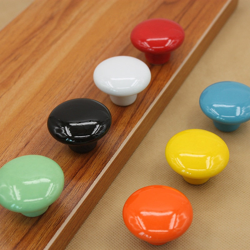 Ceramic Cabinet Knob Colorfull Children Handles for Furniture Drawer Knobs Cupboard Pulls