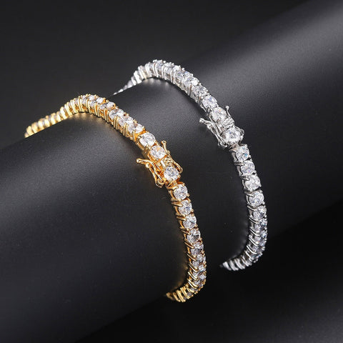 Iced Out Crystal Tennis Bracelet for Women Punk Hiphop Luxury AAA+ Cubic Zirconia Wedding Gold Color Hand Chain Jewelry OHH118