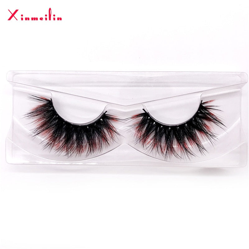 New 9D faux mink color lashes wholesale natural long fluffy individual dramatic colorful false eyelashes Makeup Extension Tools