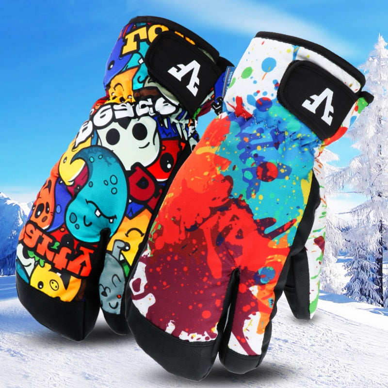 40 Thicken Adult Teenager Kids Ski Snowboard Gloves Windproof Waterproof Gloves Winter Thermal Outdoor Sport Mittens