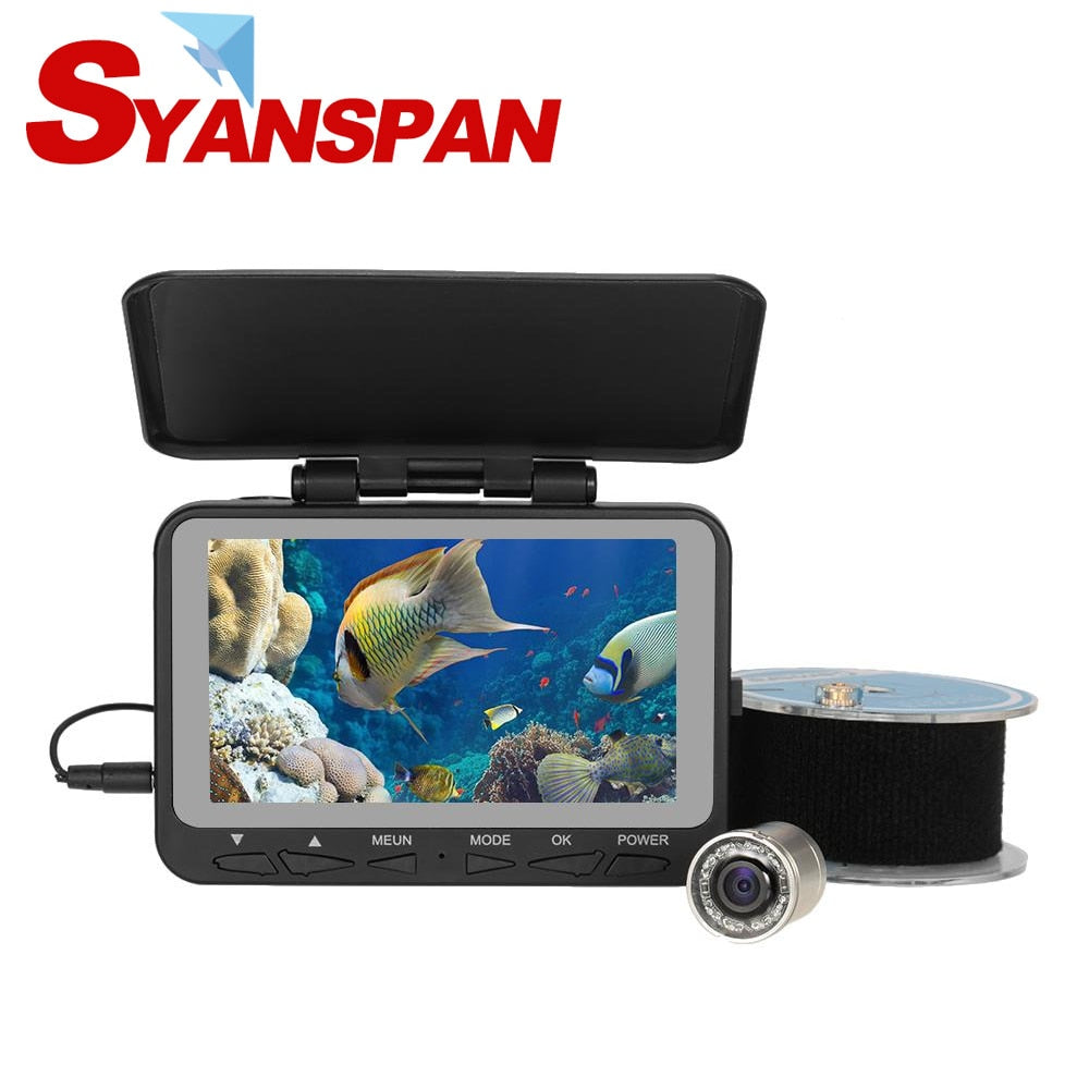 SYANSPAN  Fish Finder HD 1000TVL Underwater Video Camera for Fishing  4.3"Monitor 8 Infrared  LED Fishfinder