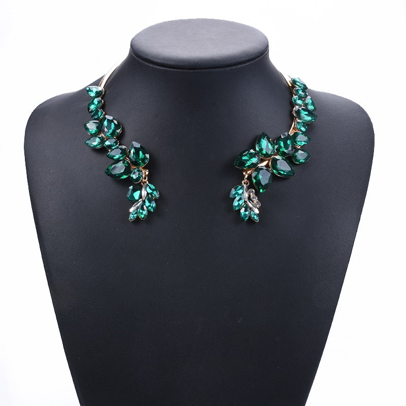 Luxury Glass Crystal Open Chokers Necklaces Women Indian Ethnic Vintage Statement Large Collar Necklace Woman Africa Jewelry