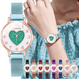 Luxury Women Romantic Heart Wrist Watches Fashion Ladies Magnetic Strap Quartz Watches Clock Zegarek Damski