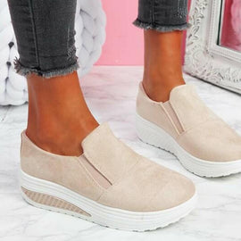 Women Sneakers Solid Color Flats Platform Lightweight Ladies Shoes Comfort Slip On Shallow Tennis Female Loafers Mujer Zapatos