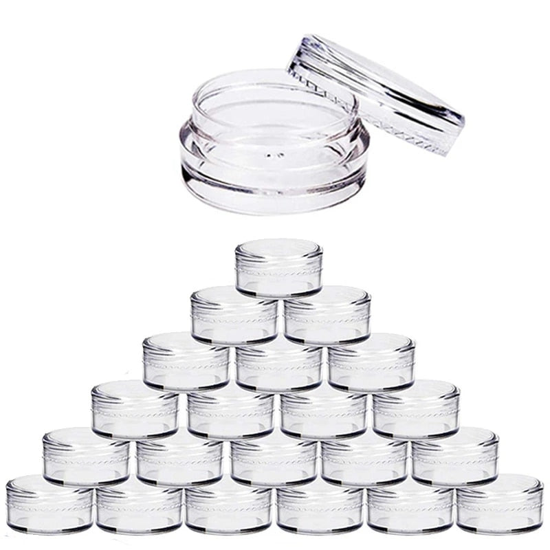 100pcs 2g/3g/5g/10g/15g/20g Empty Plastic Cosmetic Makeup Jar Pots Transparent Sample Bottles Eyeshadow Cream Lip Balm Container