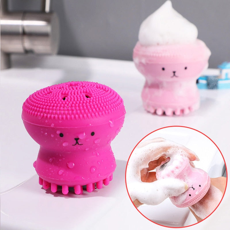 Facial Cleansing Brushes Silicone Cute Octopus Facial Cleanser Pore Cleanser Exfoliator Face Scrub Washing Brush Skin Care Tools