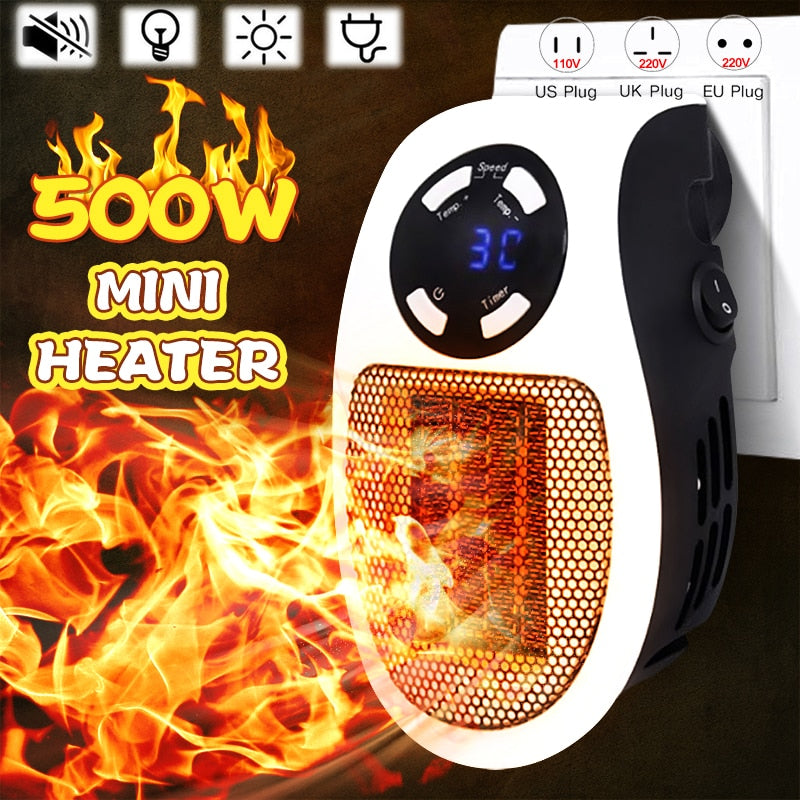 500W Electric Fan Heater For Home Desktop Room Heating Household Wall Heater Portable Heater Stove Radiator Hand Warmer Machine