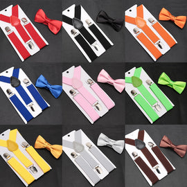 Kids Suspenders with Bowtie Fashion Children Bow Tie Set Boys Braces Girls Adjustable Suspenders Baby Wedding Ties Accessories