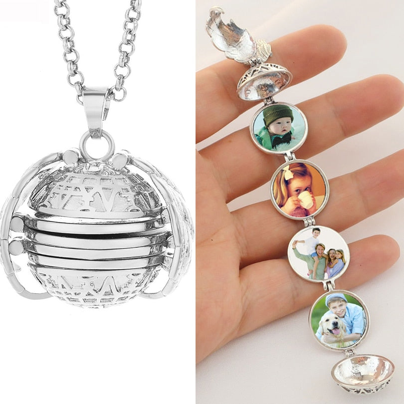 Magic 4 Photo Pendant Necklace For Women Men Memory Floating Locket Necklace Angel Wings Fashion Album Box Necklaces No photos