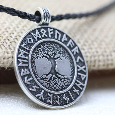 LANGHONG 1pcs Nordic Vikings Runes Amulet Necklace For Men The Tree of Life Necklace Nordic Talisman