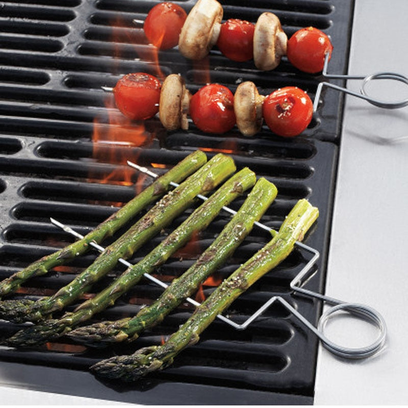 BBQ Accessories 8&#39;&#39; 20.5cm 4-8pcs Stainless Steel BBQ Skewer set  Double Veggie Raft Wide Barbecue Skewers Grill Clips Needle