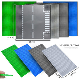 Classic Road Base Plates Straight Crossroad Curve Small Dots Baseplate Board City DIY Building Blocks Toys