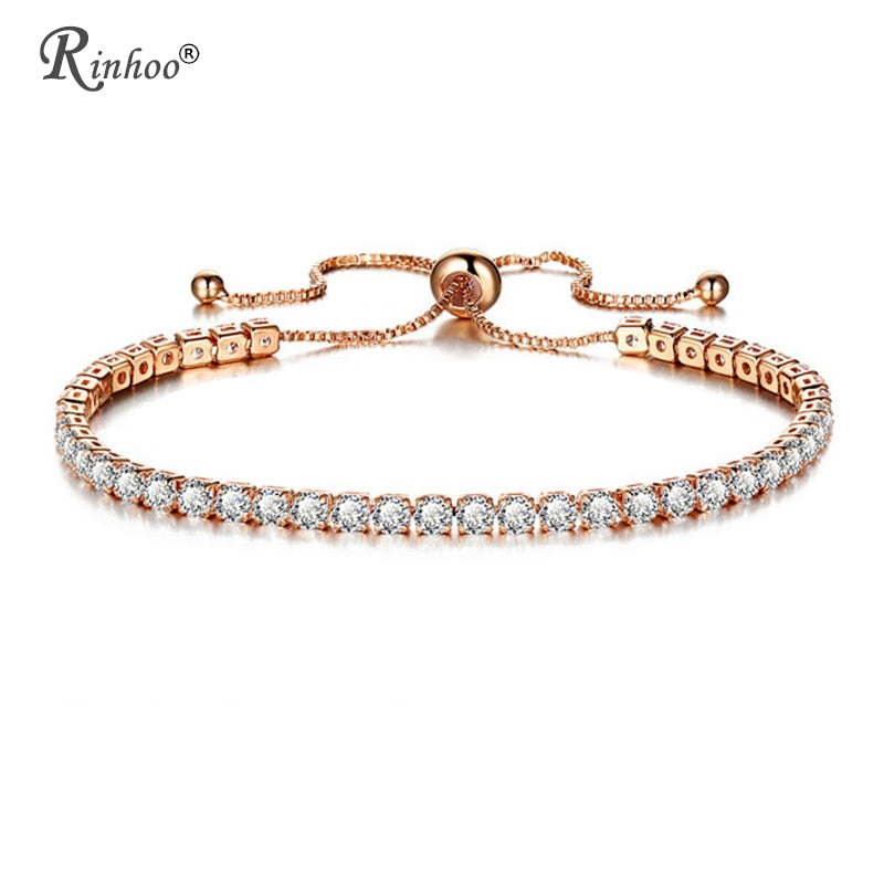 RINHOO Fashion Cubic Zirconia Tennis Bracelet &amp; Bangle Adjustable Pulseras Mujer Charm Bracelet For Women Bridal Wedding Jewelry