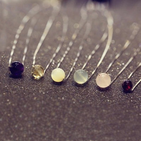 Plated Necklace Fashion Jewelry Natural Stone Crystal Bead Necklace for Women