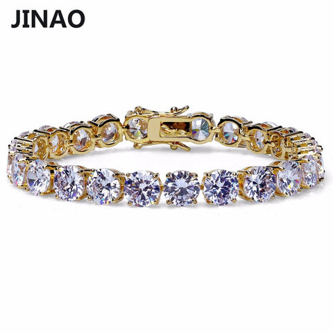 JINAO 4mm 5mm Men&#39;s AAA Cubic Zircon Tennis Bracelet Gold Color Silver Color Iced Out 1 Row Chain Bracelet Hip Hop Jewelry Gifts
