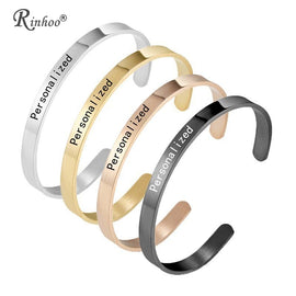 1PC Personalized Engraved Custom Name Stainless Steel Bracelet Jewelry Name Words Letters Custom Bracelet & Bangle For Women men