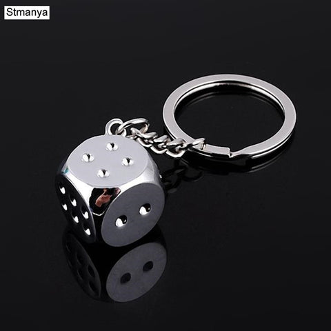 New Dice Key Chain Metal Personality Dice Poker Soccer Guitar. Model Alloy Keychain Gift Car Key Ring.