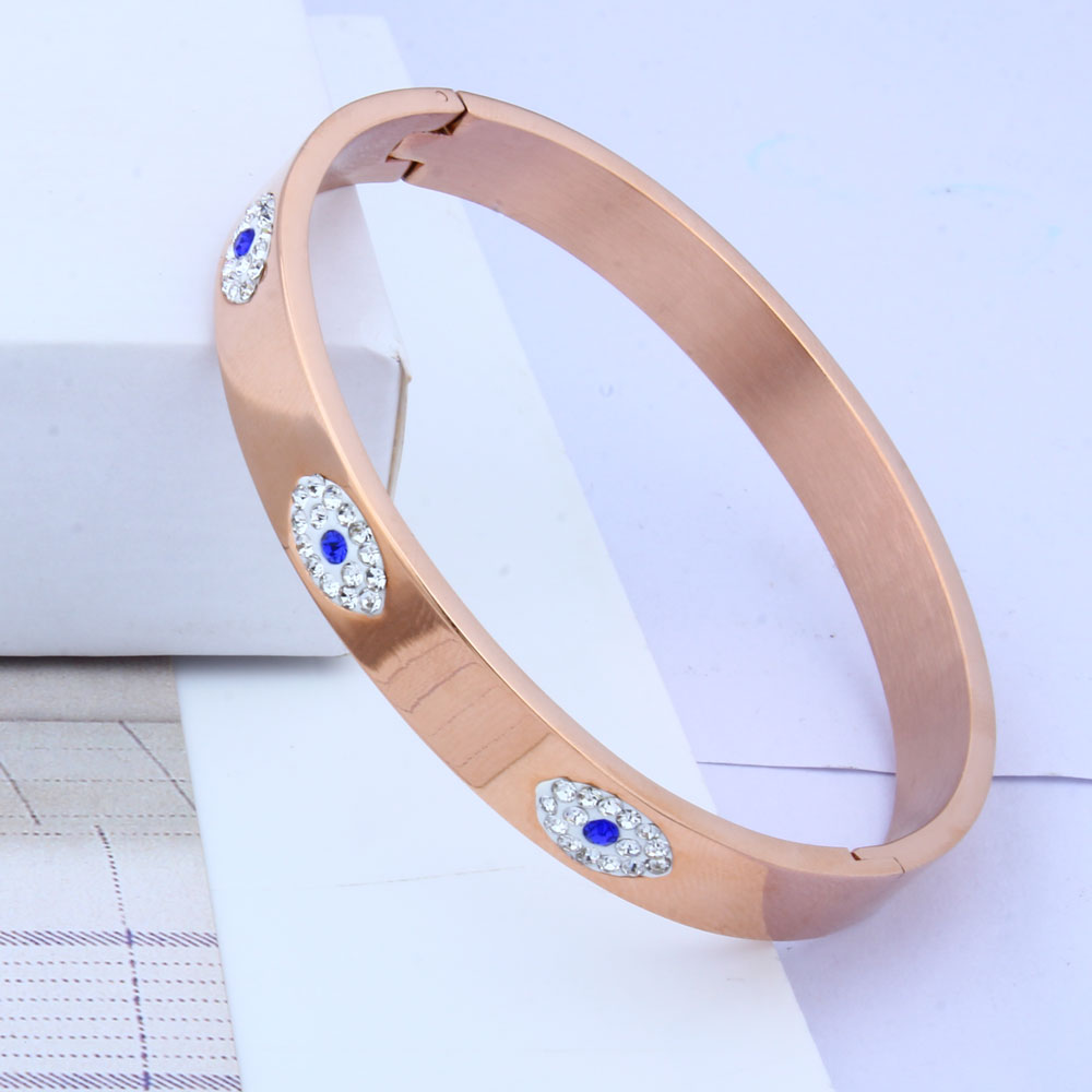 OUFEI Stainless Steel Cuff Bracelet For Women Fashion Evil Eye Bangle Luxury Crystal Bracelet Indian Bangles Women Accessories