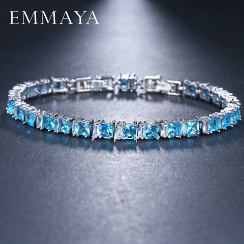 EMMAYA New CZ Cubic Zirconia Light Blue Neat Tennis Bracelet For Women New Year's Gifts Fashion Jewelry Bracciali