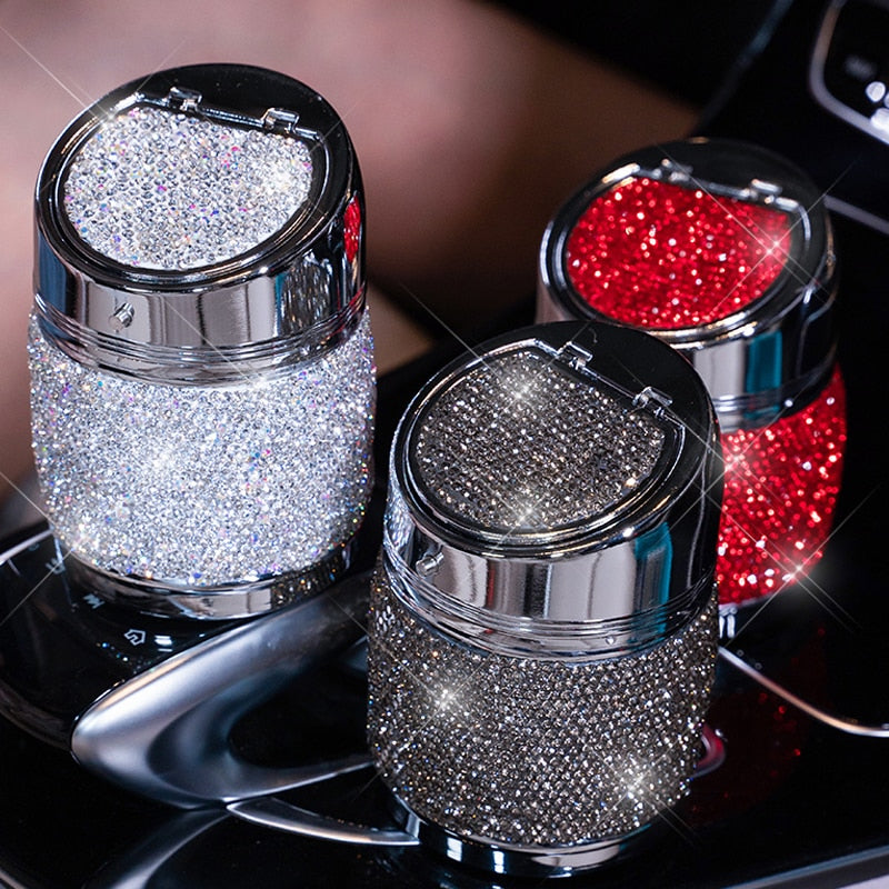 Handmade Diamond Car Ashtray Portable Smokeless Can Vehicle Cigarette Holder Smoke Universal Cylinder Holder Car Accessories