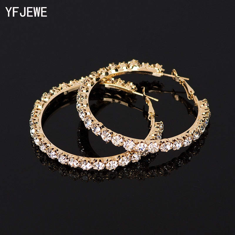 YFJEWE 2018 New Designer Crystal Rhinestone Earrings Women Gold Sliver Hoop Earrings Fashion Jewelry Earrings For Women #E029