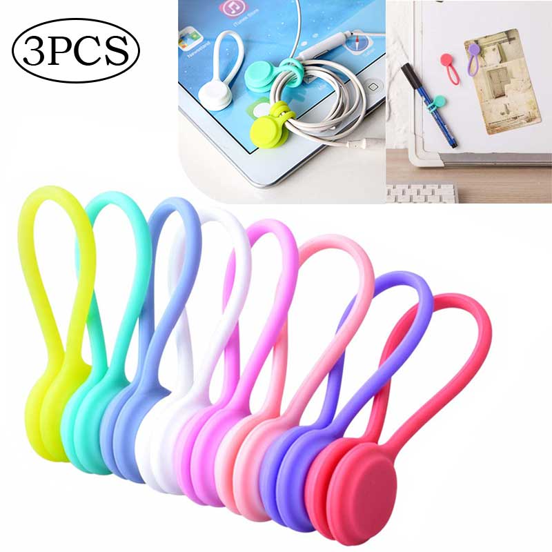 3/10Pcs Magnetic Silicone Earphone Cord Winder Cable Holder Multifunction Home Office Headphones USB Cable Wire Organizer Access