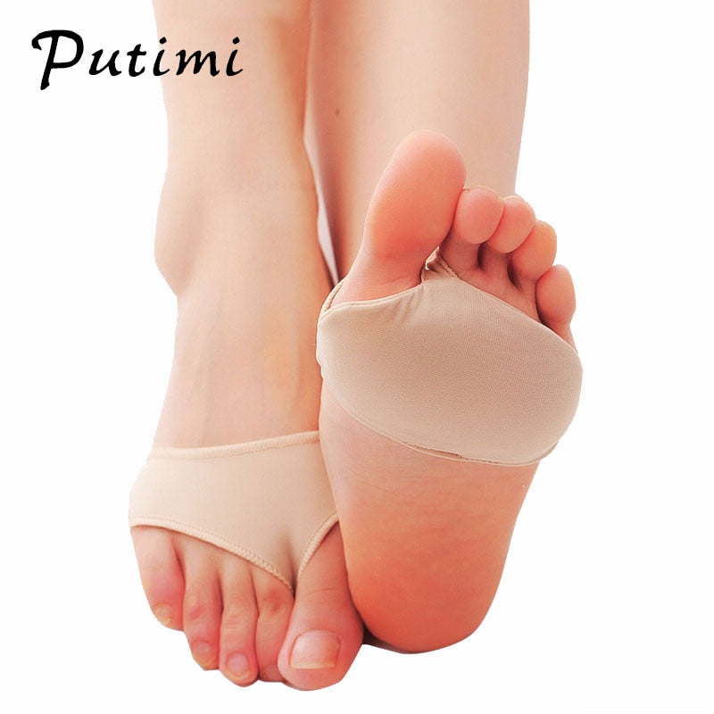 Putimi Fabric Gel Pads for Feet Care Slip Resistant Metatarsal Cushions Pads Silicone Forefoot Pain Support Front Foot Care Tool